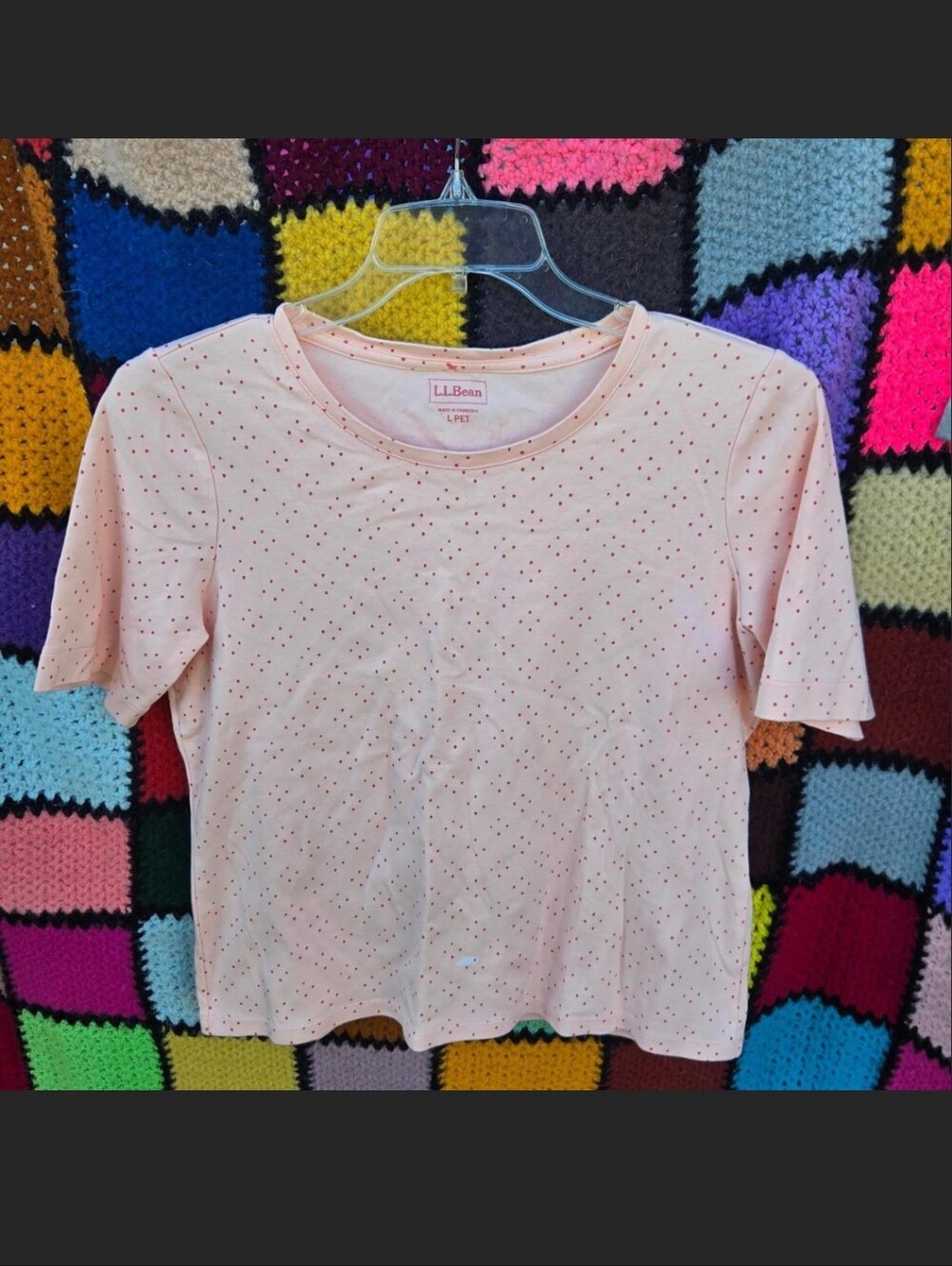 L.L. Bean Light Pink Tee with Small Red Dot Print